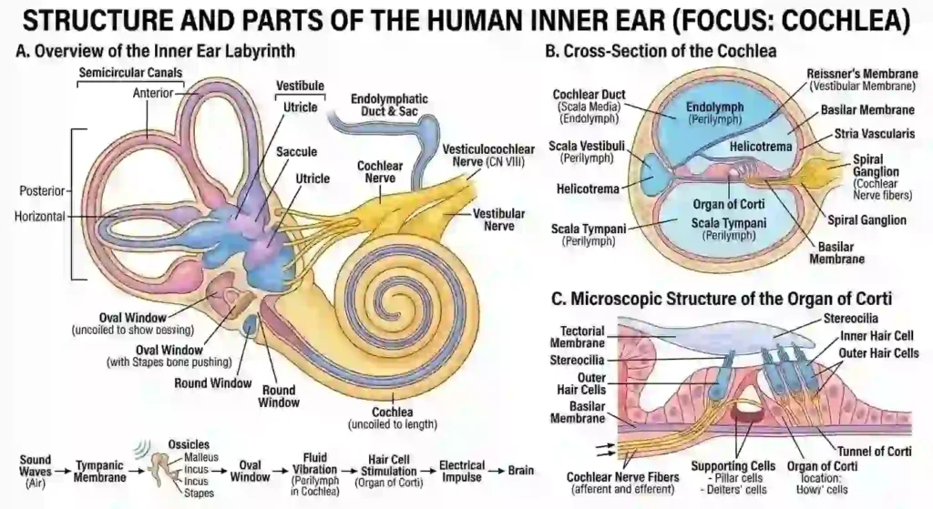 Inner Ear Anatomy and Cochlea MCQs | Structure of Human Ear Part 3