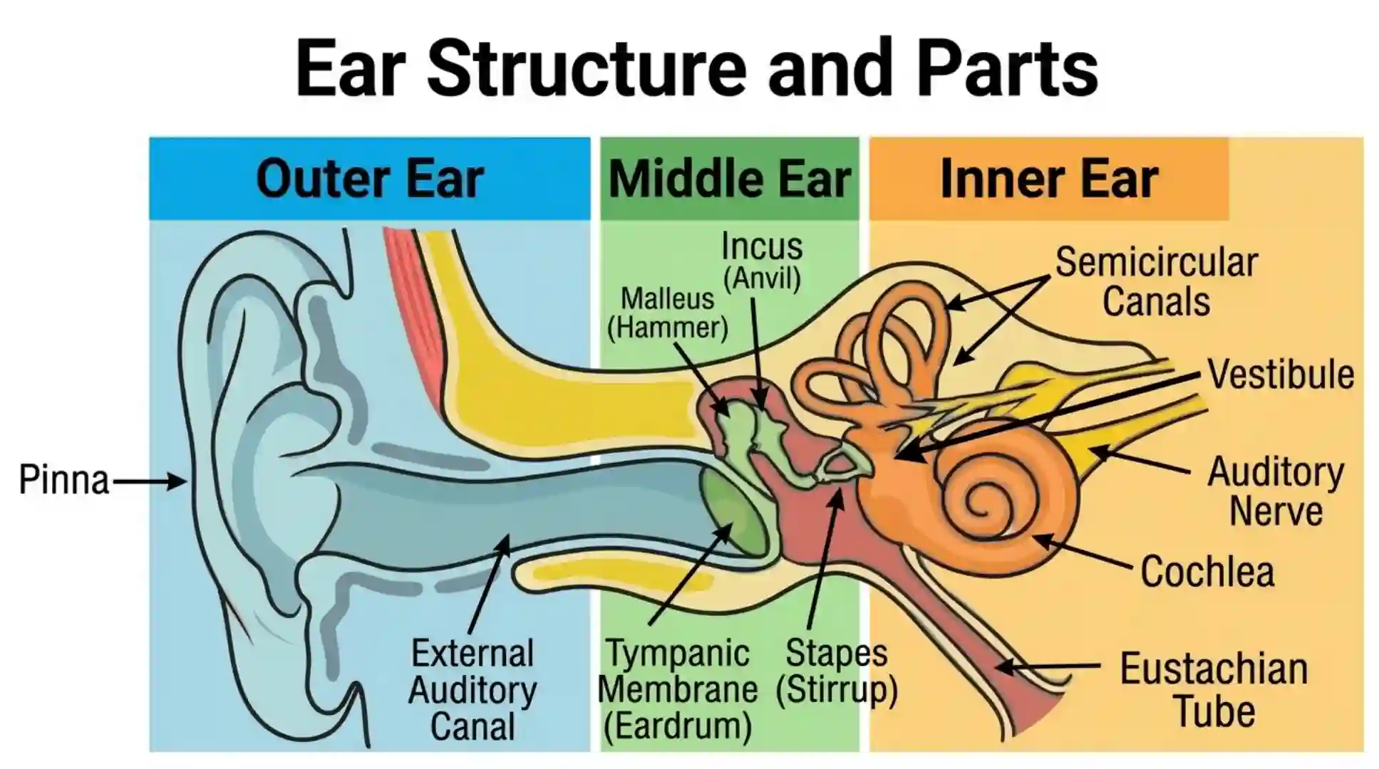 Human Ear Biology MCQs Part 1 - Structure and Parts for Competitive Exams
