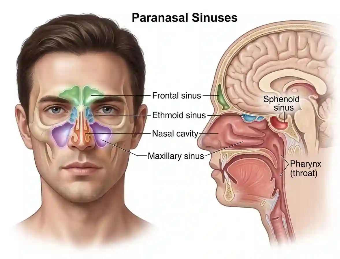 పరానాసల్ సైనసెస్ నిర్మాణం మరియు శ్వాస ప్రక్రియ | Paranasal Sinuses MCQ Telugu