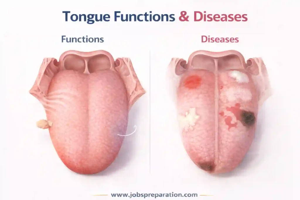 मानव जीभ के कार्य और बीमारियां | Tongue Diseases MCQs in Hindi