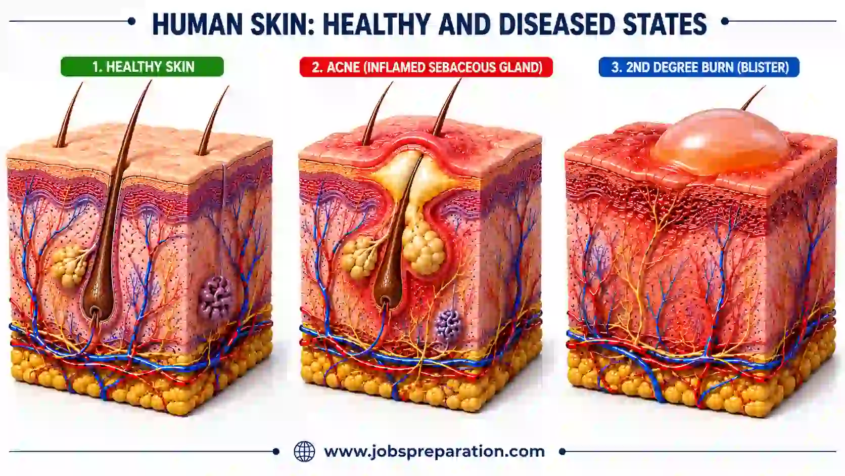 మానవ చర్మ విధులు మరియు వ్యాధులు | human skin structure mcq telugu part 6